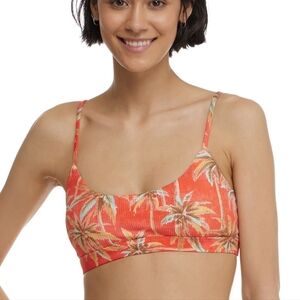 NWT Body Glove Red Sunset Tropical Palm Print Bikini Top L